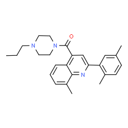 ChemSpider 2D Image | [2-(2,5-Dimethylphenyl)-8-methyl-4-quinolinyl](4-propyl-1-piperazinyl)methanone | C26H31N3O