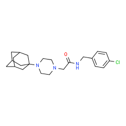 ChemSpider 2D Image | 2-[4-(Adamantan-1-yl)-1-piperazinyl]-N-(4-chlorobenzyl)acetamide | C23H32ClN3O