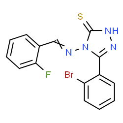 ChemSpider 2D Image | 5-(2-Bromophenyl)-4-[(2-fluorobenzylidene)amino]-2,4-dihydro-3H-1,2,4-triazole-3-thione | C15H10BrFN4S