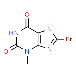 ChemSpider 2D Image | 8-Bromo-3-methyl-3,7-dihydro-1H-purine-2,6-dione | C6H5BrN4O2