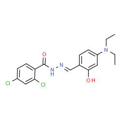 ChemSpider 2D Image | 2,4-Dichloro-N'-{(E)-[4-(diethylamino)-2-hydroxyphenyl]methylene}benzohydrazide | C18H19Cl2N3O2