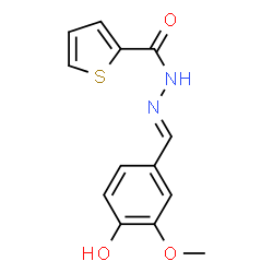 ChemSpider 2D Image | N'-[(E)-(4-Hydroxy-3-methoxyphenyl)methylene]-2-thiophenecarbohydrazide | C13H12N2O3S