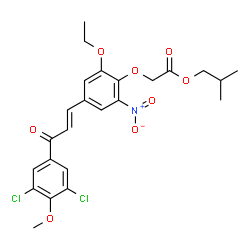 ChemSpider 2D Image | Isobutyl {4-[(1E)-3-(3,5-dichloro-4-methoxyphenyl)-3-oxo-1-propen-1-yl]-2-ethoxy-6-nitrophenoxy}acetate | C24H25Cl2NO8