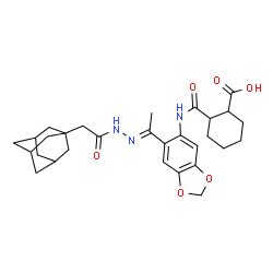ChemSpider 2D Image | 2-({6-[(1E)-N-(Adamantan-1-ylacetyl)ethanehydrazonoyl]-1,3-benzodioxol-5-yl}carbamoyl)cyclohexanecarboxylic acid | C29H37N3O6