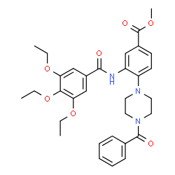 ChemSpider 2D Image | Methyl 4-(4-benzoyl-1-piperazinyl)-3-[(3,4,5-triethoxybenzoyl)amino]benzoate | C32H37N3O7