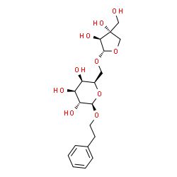 ChemSpider 2D Image | 2-Phenylethyl 6-O-[(2S,3S,4R)-3,4-dihydroxy-4-(hydroxymethyl)tetrahydro-2-furanyl]-beta-D-galactopyranoside | C19H28O10