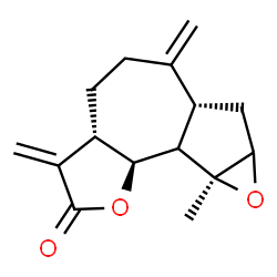 ChemSpider 2D Image | (3aS,6aR,8aS,8cS)-8a-Methyl-3,6-bis(methylene)decahydrooxireno[2,3]azuleno[4,5-b]furan-2(3H)-one | C15H18O3