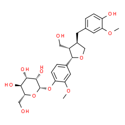 ChemSpider 2D Image | 4-[(2S,3S,4R)-4-(4-Hydroxy-3-methoxybenzyl)-3-(hydroxymethyl)tetrahydro-2-furanyl]-2-methoxyphenyl beta-D-mannopyranoside | C26H34O11