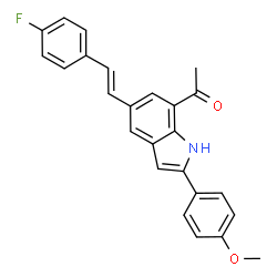 ChemSpider 2D Image | 1-{5-[(E)-2-(4-Fluorophenyl)vinyl]-2-(4-methoxyphenyl)-1H-indol-7-yl}ethanone | C25H20FNO2