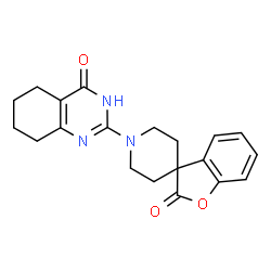 ChemSpider 2D Image | 1'-(4-Oxo-3,4,5,6,7,8-hexahydro-2-quinazolinyl)spiro[1-benzofuran-3,4'-piperidin]-2-one | C20H21N3O3