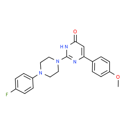 ChemSpider 2D Image | 4-pyrimidinol, 2-[4-(4-fluorophenyl)-1-piperazinyl]-6-(4-methoxyphenyl)- | C21H21FN4O2