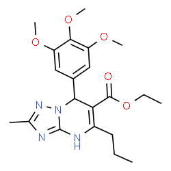 ChemSpider 2D Image | Ethyl 2-methyl-5-propyl-7-(3,4,5-trimethoxyphenyl)-1,7-dihydro[1,2,4]triazolo[1,5-a]pyrimidine-6-carboxylate | C21H28N4O5