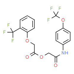 ChemSpider 2D Image | 2-Oxo-2-{[4-(trifluoromethoxy)phenyl]amino}ethyl [2-(trifluoromethyl)phenoxy]acetate | C18H13F6NO5