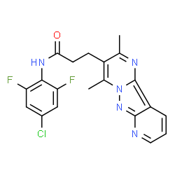 ChemSpider 2D Image | N-(4-Chloro-2,6-difluorophenyl)-3-(2,4-dimethylpyrido[2',3':3,4]pyrazolo[1,5-a]pyrimidin-3-yl)propanamide | C20H16ClF2N5O