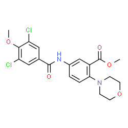 ChemSpider 2D Image | Methyl 5-[(3,5-dichloro-4-methoxybenzoyl)amino]-2-(4-morpholinyl)benzoate | C20H20Cl2N2O5