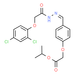 ChemSpider 2D Image | Isopropyl {4-[(Z)-{[(2,4-dichlorophenoxy)acetyl]hydrazono}methyl]phenoxy}acetate | C20H20Cl2N2O5