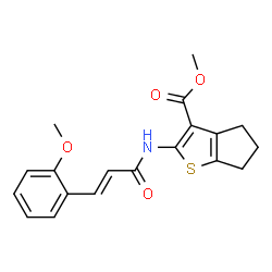 ChemSpider 2D Image | Methyl 2-{[(2E)-3-(2-methoxyphenyl)-2-propenoyl]amino}-5,6-dihydro-4H-cyclopenta[b]thiophene-3-carboxylate | C19H19NO4S
