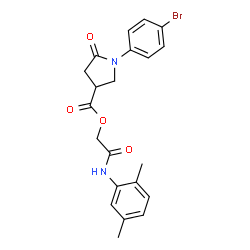 ChemSpider 2D Image | 2-[(2,5-Dimethylphenyl)amino]-2-oxoethyl 1-(4-bromophenyl)-5-oxo-3-pyrrolidinecarboxylate | C21H21BrN2O4