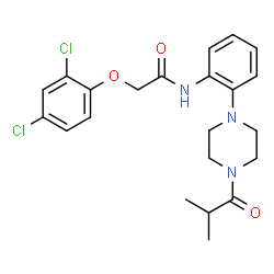 ChemSpider 2D Image | 2-(2,4-Dichlorophenoxy)-N-[2-(4-isobutyryl-1-piperazinyl)phenyl]acetamide | C22H25Cl2N3O3