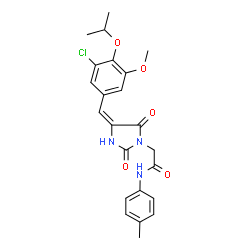 ChemSpider 2D Image | 2-[(4E)-4-(3-Chloro-4-isopropoxy-5-methoxybenzylidene)-2,5-dioxo-1-imidazolidinyl]-N-(4-methylphenyl)acetamide | C23H24ClN3O5