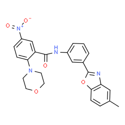 ChemSpider 2D Image | N-[3-(5-Methyl-1,3-benzoxazol-2-yl)phenyl]-2-(4-morpholinyl)-5-nitrobenzamide | C25H22N4O5
