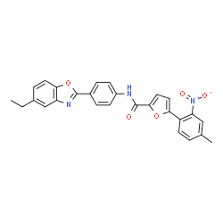 ChemSpider 2D Image | N-[4-(5-Ethyl-1,3-benzoxazol-2-yl)phenyl]-5-(4-methyl-2-nitrophenyl)-2-furamide | C27H21N3O5