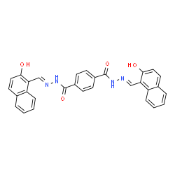 ChemSpider 2D Image | N'~1~,N'~4~-Bis[(E)-(2-hydroxy-1-naphthyl)methylene]terephthalohydrazide | C30H22N4O4