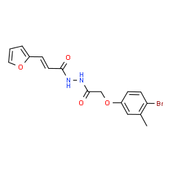 ChemSpider 2D Image | (2E)-N'-[(4-Bromo-3-methylphenoxy)acetyl]-3-(2-furyl)acrylohydrazide | C16H15BrN2O4
