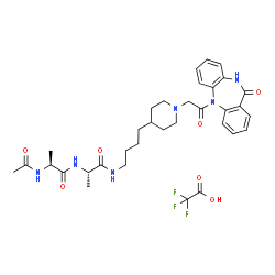 ChemSpider 2D Image | N-Acetyl-L-alanyl-N-(4-{1-[2-oxo-2-(11-oxo-10,11-dihydro-5H-dibenzo[b,e][1,4]diazepin-5-yl)ethyl]-4-piperidinyl}butyl)-L-alaninamide trifluoroacetate (1:1) | C34H43F3N6O7