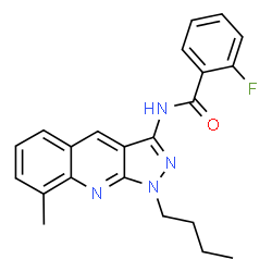 ChemSpider 2D Image | N-(1-Butyl-8-methyl-1H-pyrazolo[3,4-b]quinolin-3-yl)-2-fluorobenzamide | C22H21FN4O