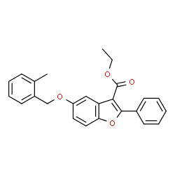 ChemSpider 2D Image | Ethyl 5-[(2-methylbenzyl)oxy]-2-phenyl-1-benzofuran-3-carboxylate | C25H22O4