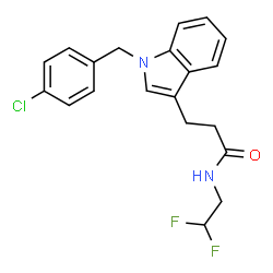 ChemSpider 2D Image | 3-[1-(4-Chlorobenzyl)-1H-indol-3-yl]-N-(2,2-difluoroethyl)propanamide | C20H19ClF2N2O
