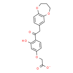 ChemSpider 2D Image | [4-(3,4-Dihydro-2H-1,5-benzodioxepin-7-ylacetyl)-3-hydroxyphenoxy]acetate | C19H17O7