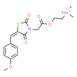 ChemSpider 2D Image | 2-{2-[(5E)-5-(4-Methoxybenzylidene)-2-oxo-4-thioxo-1,3-thiazolidin-3-yl]acetoxy}-N,N-dimethylethanaminium | C17H21N2O4S2