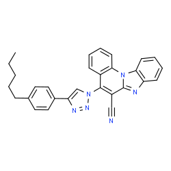 ChemSpider 2D Image | 5-[4-(4-Pentylphenyl)-1H-1,2,3-triazol-1-yl]benzimidazo[1,2-a]quinoline-6-carbonitrile | C29H24N6