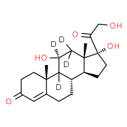 ChemSpider 2D Image | (9xi,11beta)-11,17,21-Trihydroxy(9,11,12,12-~2~H_4_)pregn-4-ene-3,20-dione | C21H26D4O5