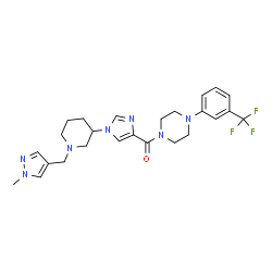 ChemSpider 2D Image | [1-[1-[(1-methylpyrazol-4-yl)methyl]-3-piperidyl]imidazol-4-yl]-[4-[3-(trifluoromethyl)phenyl]piperazin-1-yl]methanone | C25H30F3N7O