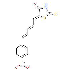 ChemSpider 2D Image | (5Z)-5-[(2E,4E)-5-(4-Nitrophenyl)-2,4-pentadien-1-ylidene]-2-thioxo-1,3-thiazolidin-4-one | C14H10N2O3S2