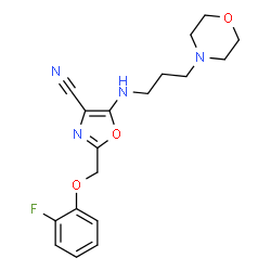 ChemSpider 2D Image | 2-[(2-Fluorophenoxy)methyl]-5-{[3-(4-morpholinyl)propyl]amino}-1,3-oxazole-4-carbonitrile | C18H21FN4O3