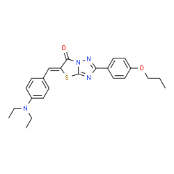 ChemSpider 2D Image | (5Z)-5-[4-(Diethylamino)benzylidene]-2-(4-propoxyphenyl)[1,3]thiazolo[3,2-b][1,2,4]triazol-6(5H)-one | C24H26N4O2S