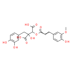 ChemSpider 2D Image | 2-(3,4-Dihydroxybenzyl)-2-hydroxy-3-{[(2E)-3-(4-hydroxy-3-methoxyphenyl)-2-propenoyl]oxy}succinic acid | C21H20O11