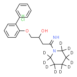 ChemSpider 2D Image | 1-(2-Biphenylyloxy)-4-imino-4-[(~2~H_10_)-1-piperidinyl]-2-butanol hydrochloride (1:1) | C21H17D10ClN2O2