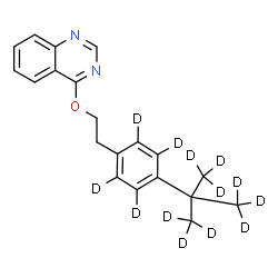 ChemSpider 2D Image | 4-(2-{4-[2-(~2~H_3_)Methyl(~2~H_6_)-2-propanyl](~2~H_4_)phenyl}ethoxy)quinazoline | C20H9D13N2O