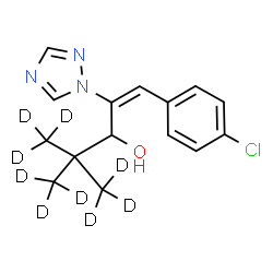 ChemSpider 2D Image | (1E)-1-(4-Chlorophenyl)-4,4-bis[(~2~H_3_)methyl]-2-(1H-1,2,4-triazol-1-yl)(5,5,5-~2~H_3_)-1-penten-3-ol | C15H9D9ClN3O