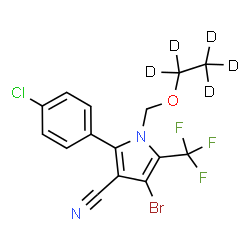ChemSpider 2D Image | 4-Bromo-2-(4-chlorophenyl)-1-{[(~2~H_5_)ethyloxy]methyl}-5-(trifluoromethyl)-1H-pyrrole-3-carbonitrile | C15H6D5BrClF3N2O