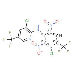 ChemSpider 2D Image | 3-Chloro-N-[3-chloro-2,6-dinitro-4-(trifluoromethyl)(~13~C_6_)phenyl]-5-(trifluoromethyl)-2-pyridinamine | C713C6H4Cl2F6N4O4