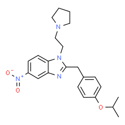 ChemSpider 2D Image | 2-(4-Isopropoxybenzyl)-5-nitro-1-[2-(1-pyrrolidinyl)ethyl]-1H-benzimidazole | C23H28N4O3