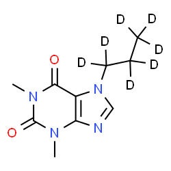 ChemSpider 2D Image | 1,3-Dimethyl-7-(~2~H_7_)propyl-3,7-dihydro-1H-purine-2,6-dione | C10H7D7N4O2