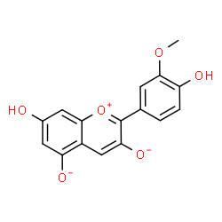 ChemSpider 2D Image | 7-Hydroxy-2-(4-hydroxy-3-methoxyphenyl)-3,5-chromeniumdiolate | C16H11O6