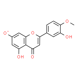 ChemSpider 2D Image | 5-Hydroxy-2-(3-hydroxy-4-methoxyphenyl)-4-oxo-4H-chromen-7-olate | C16H11O6